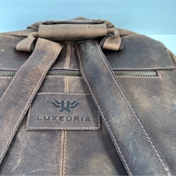 Luxeoria Genuine Leather Travel Backpack Handmade Retro Style NWT - Picture 14 of 15